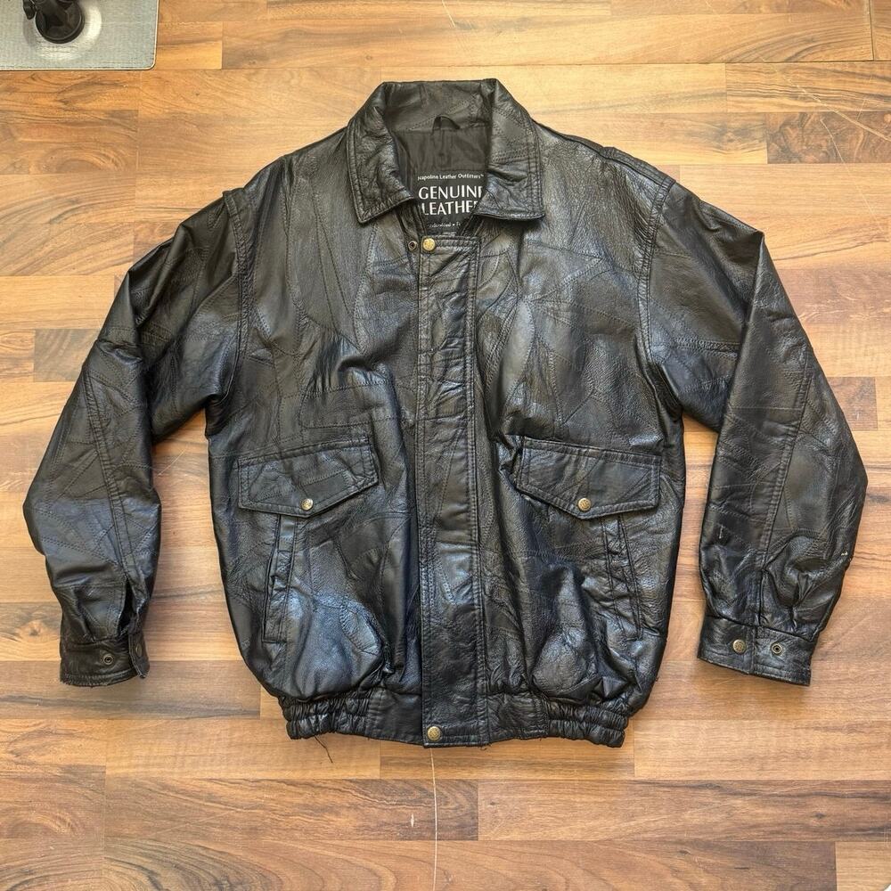 Lone Wolf Leather Patch Work Jacket Size Large - image 1
